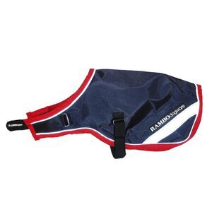 Horseware Rambo Waterproof Dog Coat, 10” Navy and Red